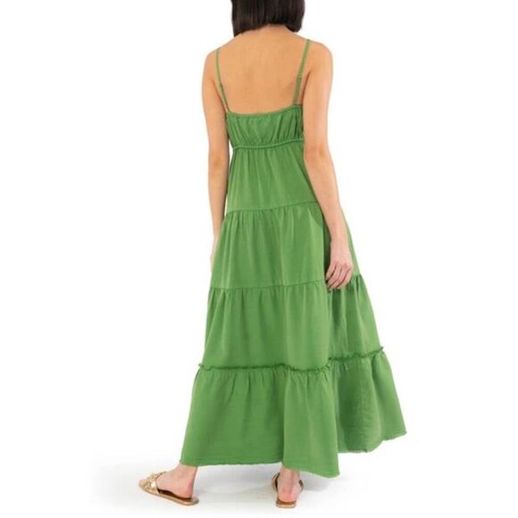 KUT FROM THE KLOTH Women's Green V-Neck Thea Tiered Ruffle Maxi Dress Size XL - Picture 3 of 8